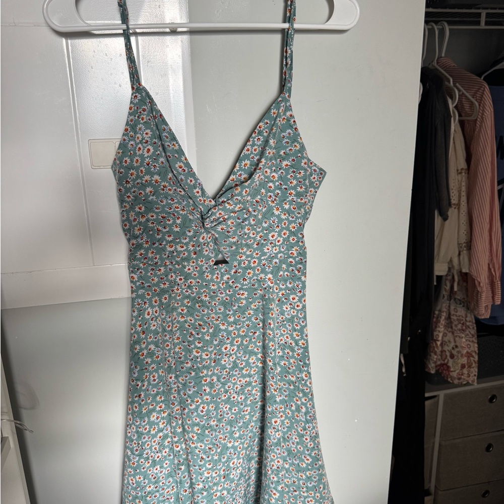 SHEIN Blue Floral Spaghetti Strap Dress